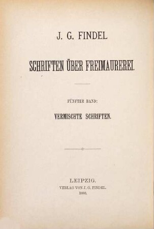 Schriften über Freimaurerei, 5