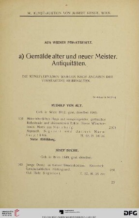 a) Gemälde alter und neuer Meister. Antiquitäten (Nr. 159-188)
