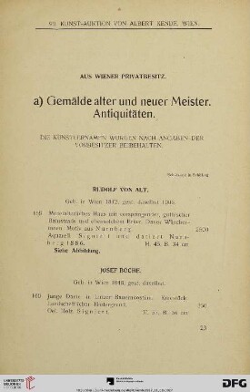 a) Gemälde alter und neuer Meister. Antiquitäten (Nr. 159-188)