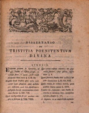 Dissertatio De Tristitia Poenitentivm Divina : II Corinth. VII. 9. 10.