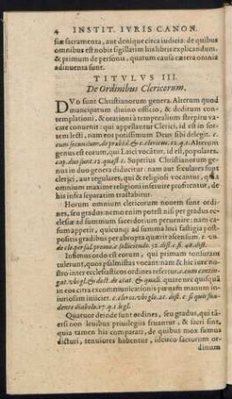 Titulus III. De Ordinibus Clericorum.