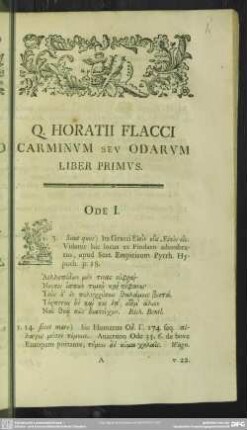 Q. Horatii Flacci Carminum Seu Odarum Liber Primus