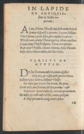 In Lapide De Antiquissimo in Sicilia repertum.
