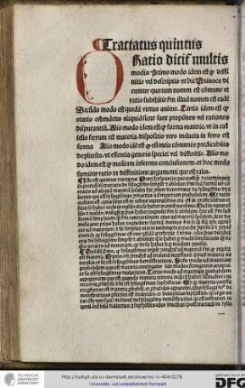 Tractatus quintus. Oratio dicitur multis modis, primo modo idem est quod diffinitio...