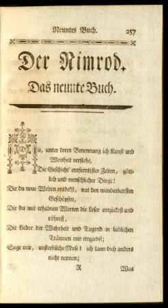 Der Nimrod. Das neunte Buch