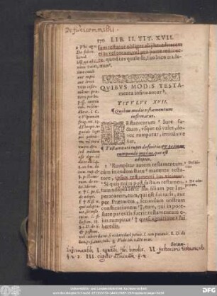 Quibus Modis Testamenta infirmantur. Titulus XVII.