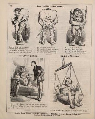 "Frau Justitia in Verlegenheit" "Die Kölner Zeitung" "Illustrirte Redensart"