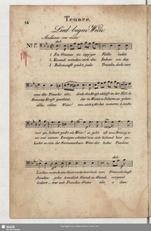 No. 7 Lied beym Wein: Zu Genuss in üpp'ger Fülle