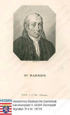 Bahrdt, Carl Friedrich, Prof. Dr.theol. (1740-1792) / Porträt, linksvorblickendes Brustbild