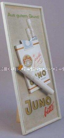 Werbeaufsteller für "Juno"-Zigaretten