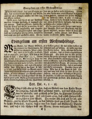 Evangelium am ersten Weihnachtstage ... Text. Luc. 2, 1-15.