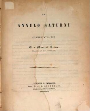 De annulo Saturni