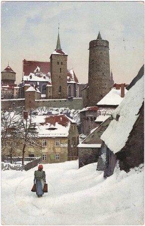 Bautzen. Alte Wasserkunst, kolorierte Ansichtskarte