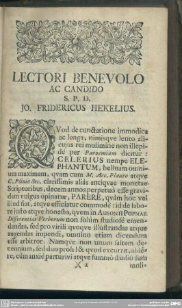 Lectori Benevolo Ac Candido