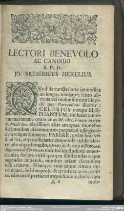 Lectori Benevolo Ac Candido