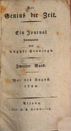 Der Genius der Zeit : ein Journal. 2. 1794
