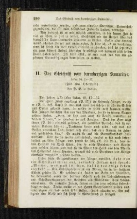 ¬Das¬ Gleichniß vom barmherzigen Samariter : Lukas 10, 25-37 ; (für eine Oberstufe)