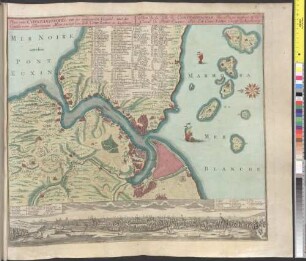 Plan von Constantinopel, mit der umliegenden Gegend, und des Canals vom Schwarzen Meer : = Plan de la Ville de Constantinople, des Places voisines, et du Canal de Pont Euxine