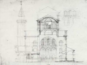 Paris, Entwurf für eine Synagoge: Querschnitt