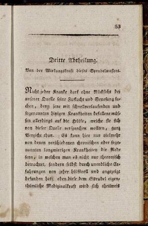 Dritte Abtheilung. Von der Wirkungskraft dieses Sprudelwassers.