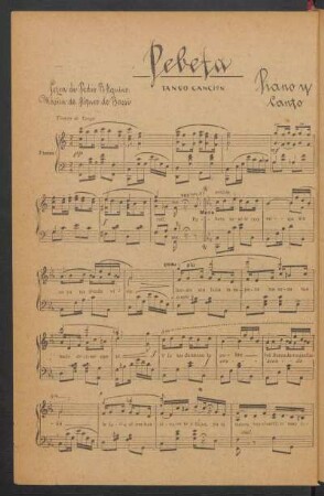 Pebeta : Tango canción - Piano y canto