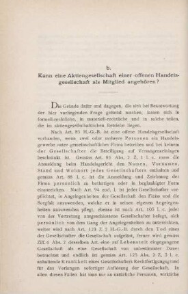 b. Kann eine Aktiengesellschaft einer offenen Handelsgesellschaft als Mitglied angehören?