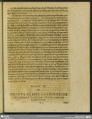 Caput V. De Quarta Classe Creditorum Personale Tantum Privilegium Habentium
