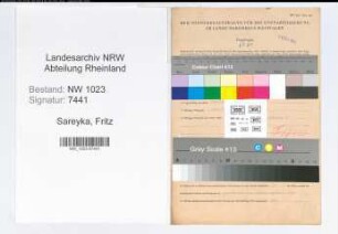 Entnazifizierung Fritz Sareyka , geb. 24.09.1892 (Polizeimeister)