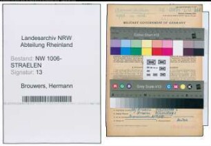 Entnazifizierung Hermann Brouwers , geb. 16.11.1920 (Verwaltungsangestellter)
