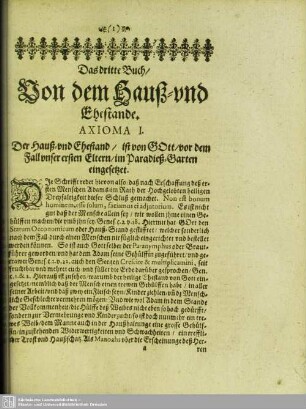 Das dritte Buch, Von dem Hauß- und Ehestande