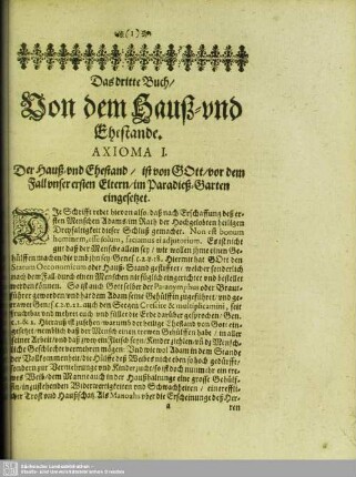 Das dritte Buch, Von dem Hauß- und Ehestande