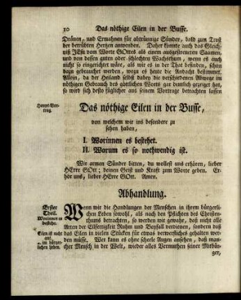 Das nöthige Eilen in der Busse, ...