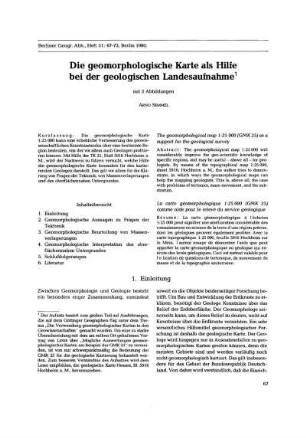 Die geomorphologische Karte als Hilfe bei der geologischen Landesaufnahme