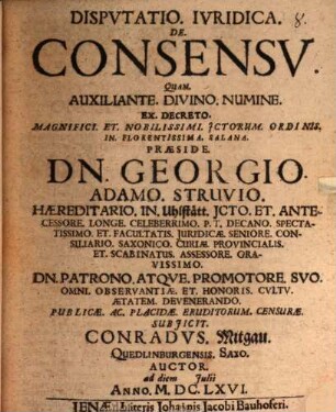 Diss. iur. de consensu