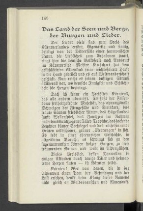 Das Land der Seen und Berge, der Burgen und Lieder