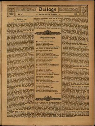 Zweite Ausgabe vom Sonntag, den 26. Dezember 1920.