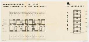 Wohnturm: Grundriss 2-Zimmertyp 1:100