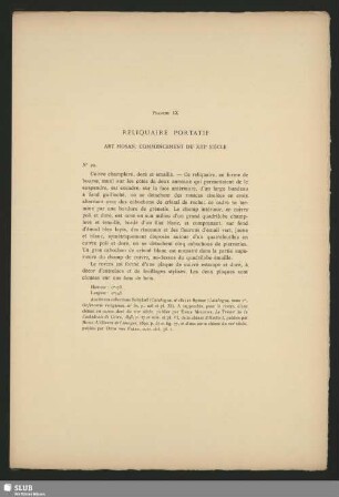 Planche IX Reliquaire Portatif Art Mosan, Commencement Du XIIIe Siècle