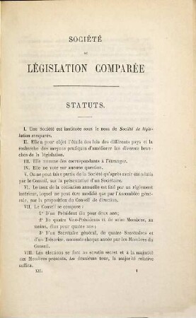 Bulletin de la Société de Législation Comparée. 10. 1880/81. - 1881