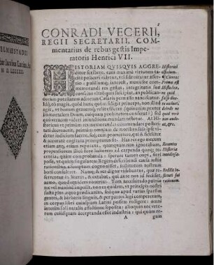 Conradi Vecerii, Regii Secretarii, Commentarius de rebus gestis Imperatoris Henrici VII.