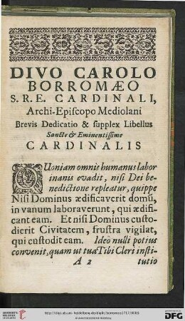 Brevis Dedicatio & supplex Libellus
