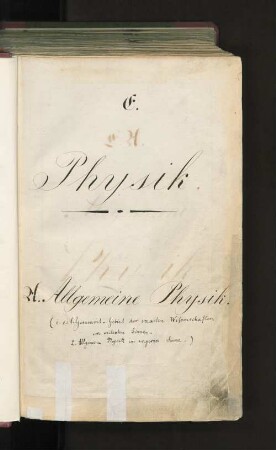 E. Physik A. Allgemeine Physik.