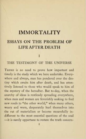 I. The testimony of the universe