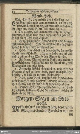 Morgen-Segen am Mittwoche