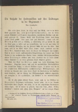 Die Aufgabe der Heidenmission und ihre Trübungen in der Gegenwart
