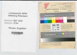 Entnazifizierung Engelbert Winzen , geb. 16.03.1892 (Stadtsekretaer)