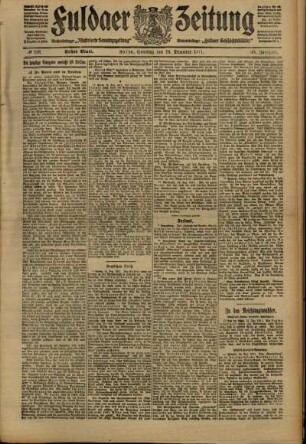 Erste Ausgabe vom Samstag, den 16. Dezember 1911.