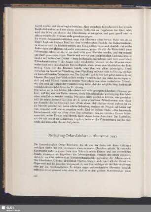 Die Stiftung Oskar Reinhart in Winterthur. 1951