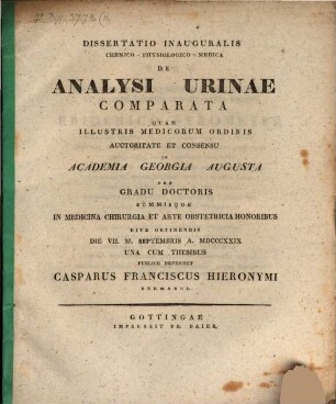 De analysi urinae comparata