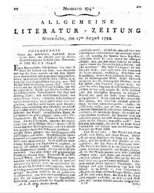 Beneken, Friedrich Burchard: Weltklugheit und Lebensgenuß : oder praktische Beyträge zur Philosophie des Lebens / hrsg. von Friedrich Burchard Beneken. - Hannover : Schmidt, 1788